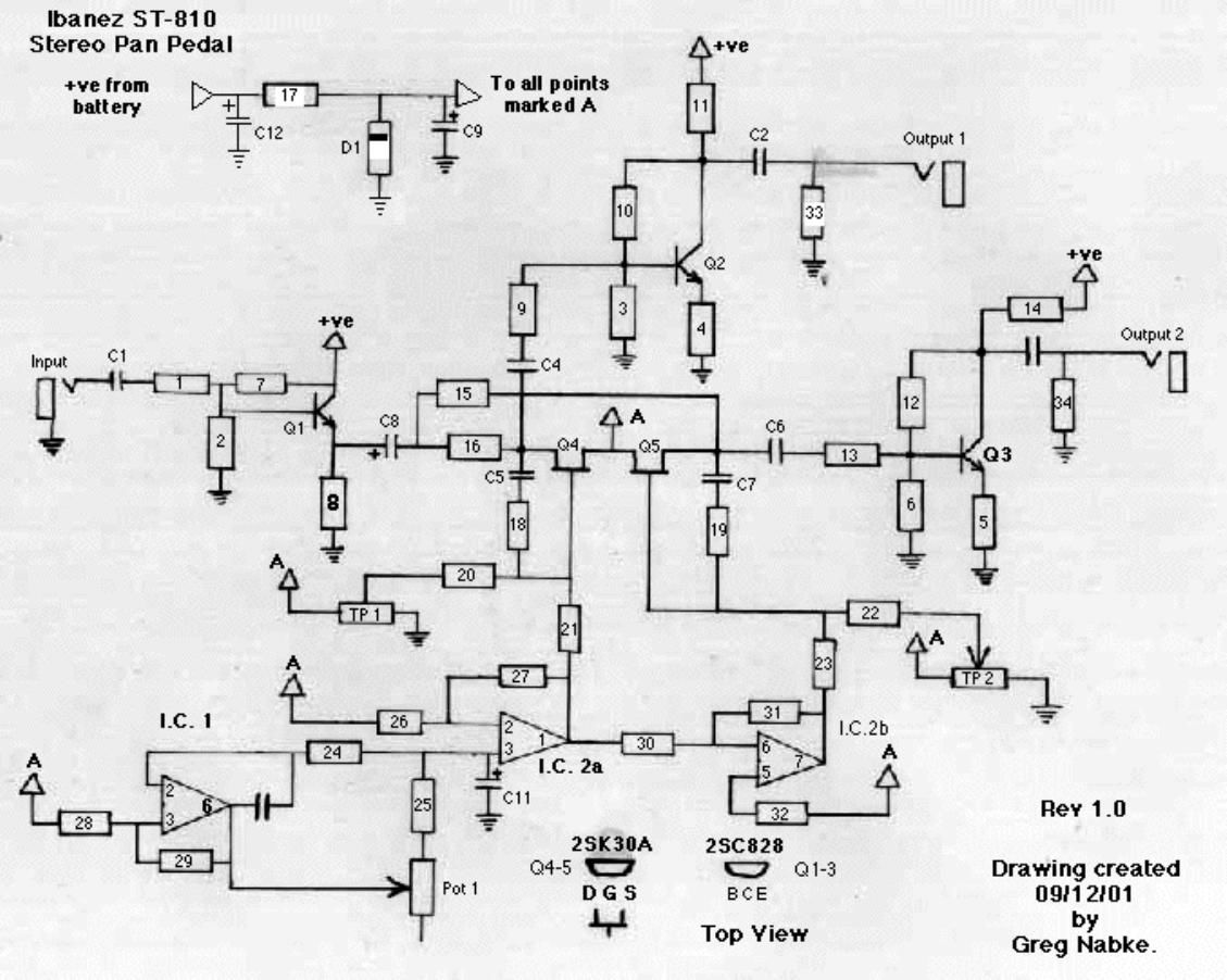Ibanez ST 810 Stereo Pan Schematic