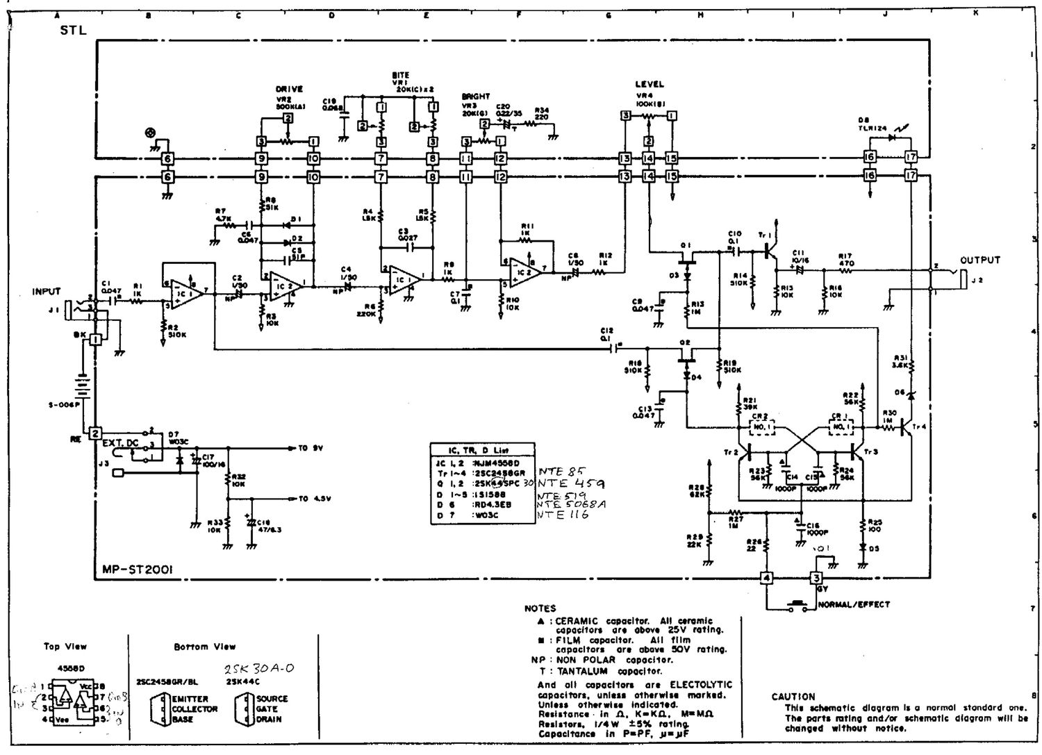 Ibanez STL Super Tube Overdrive Schematic