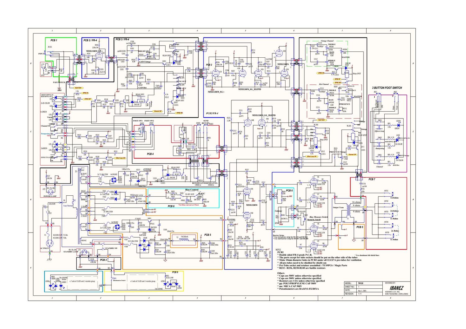 Ibanez TN 120 Thermion Schematic