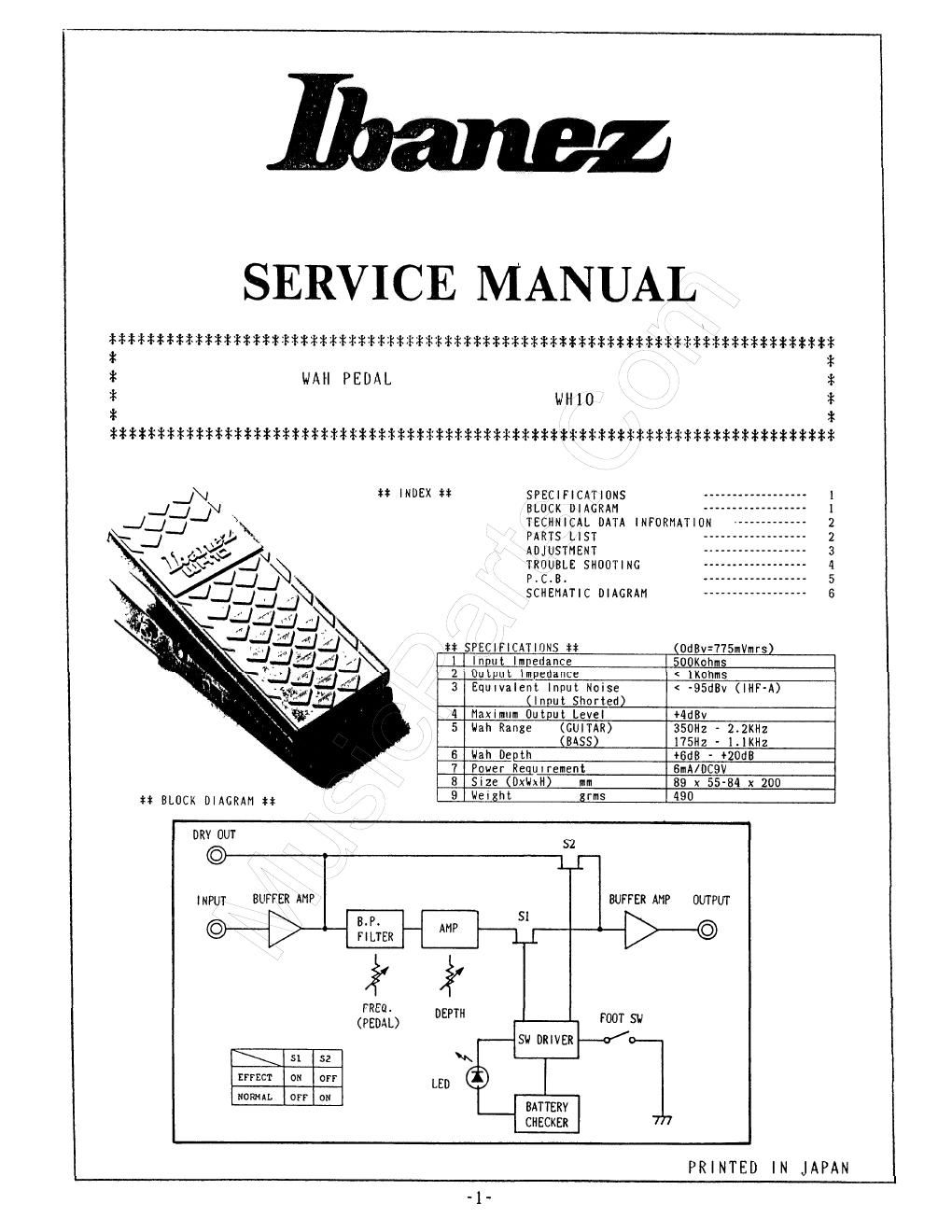 Ibanez WH 10 Service Manual