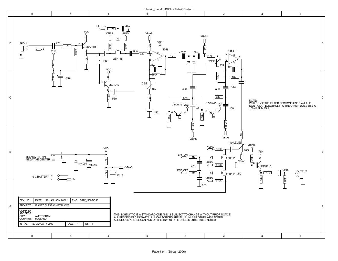 Ibanez CM 5 Classic Metal Schematic