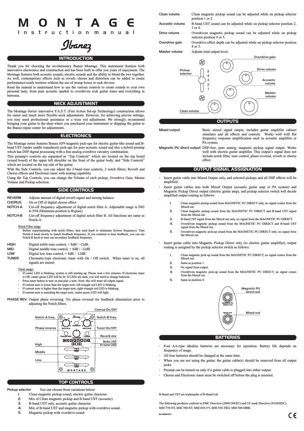 ibanez montage instruction manual