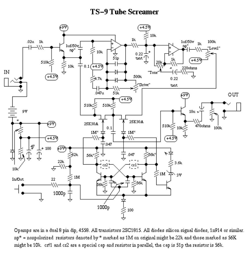 Ibanez TS 9 Distortion Schematic