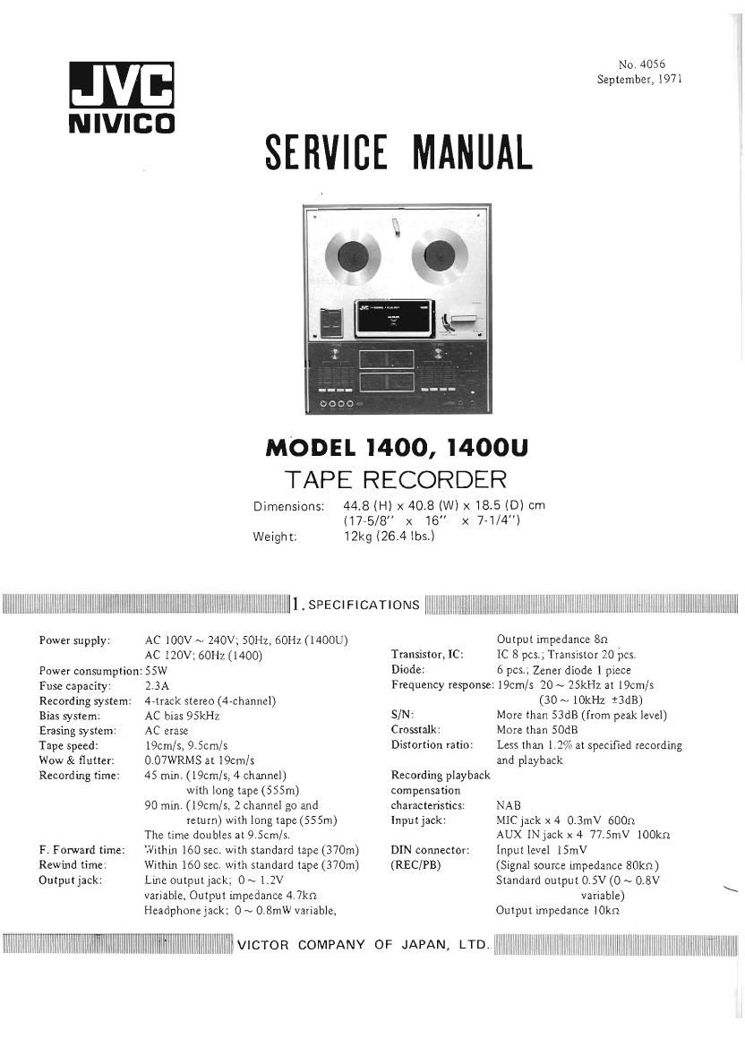 Jvc 1400 U Service Manual