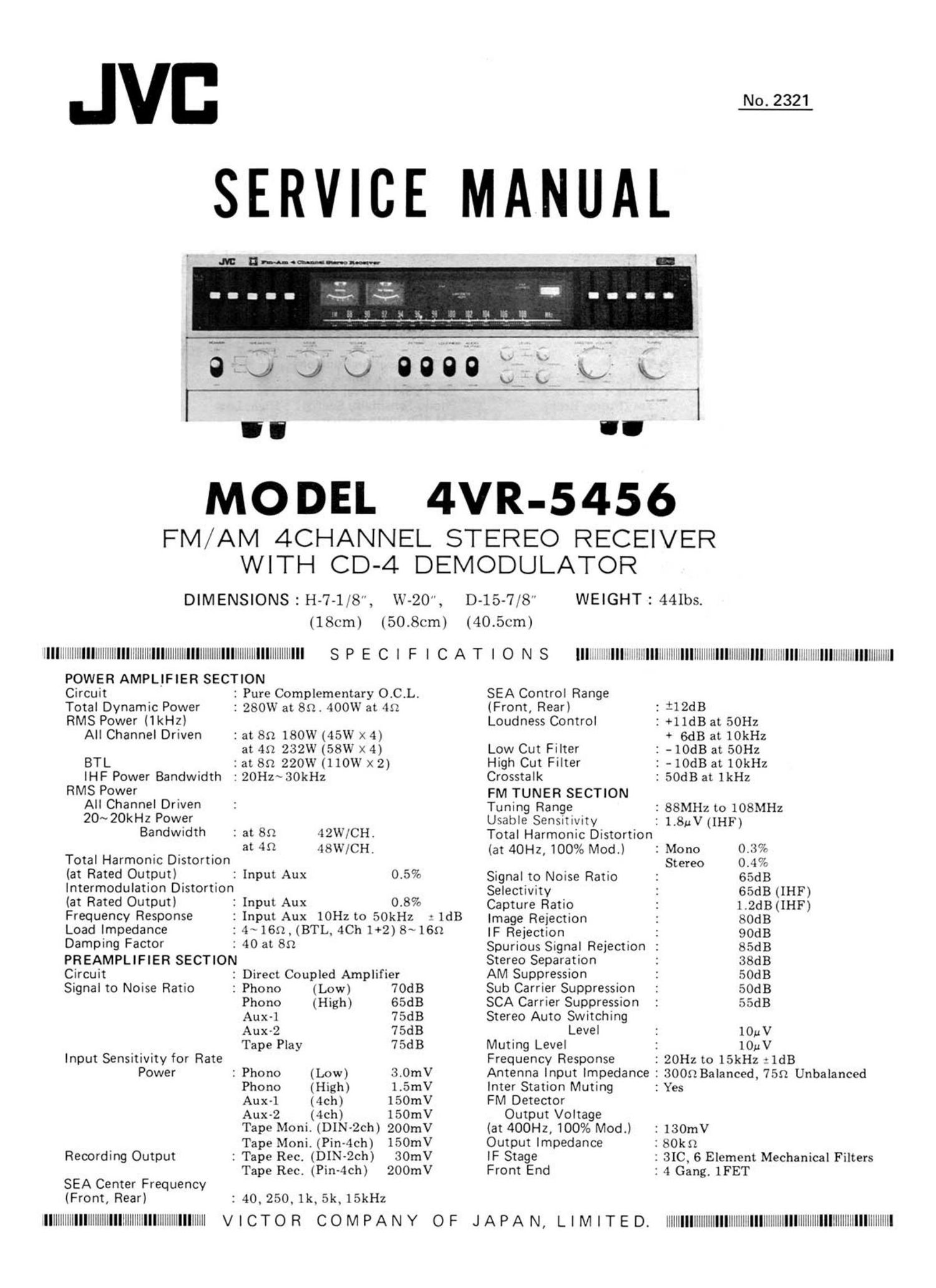 Jvc 4 VR 5456 X Service Manual