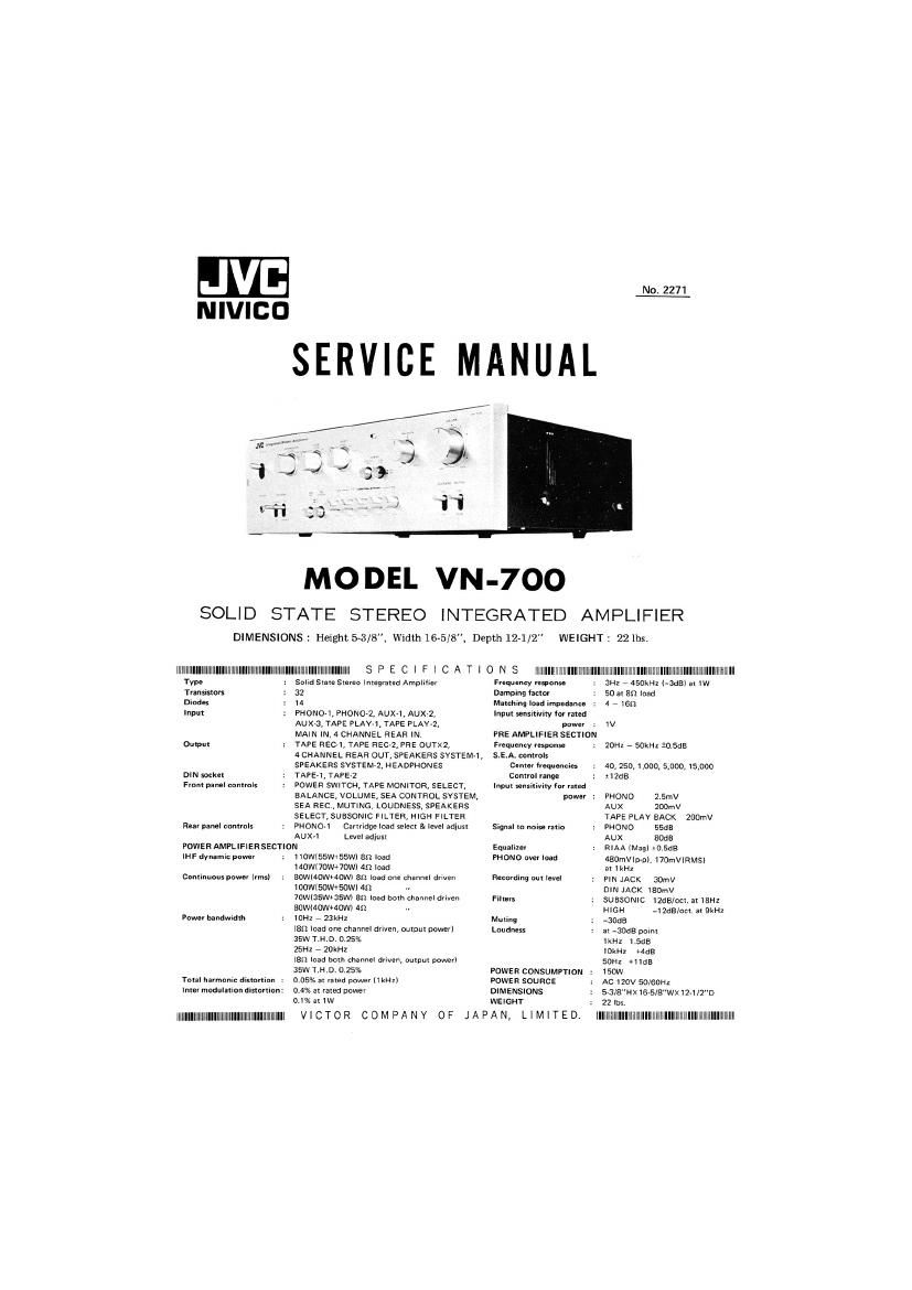 Jvc 4VN 700 Owners Manual