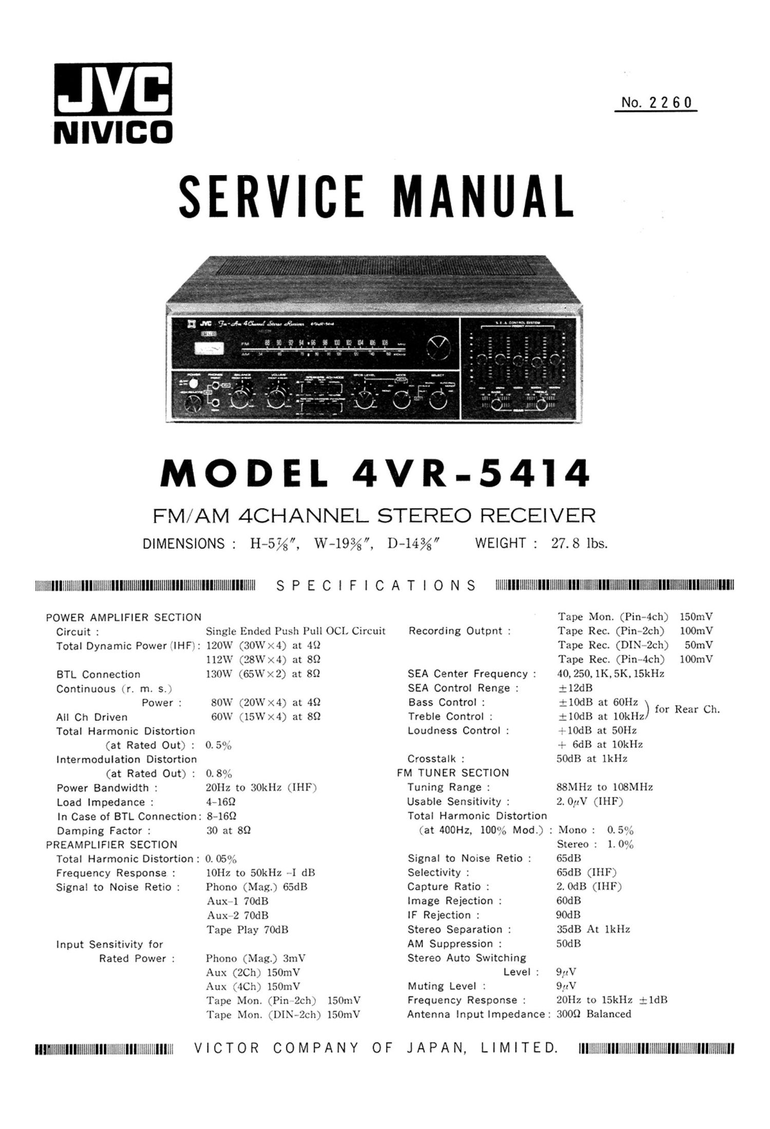 Jvc 4VR 5414 Service Manual