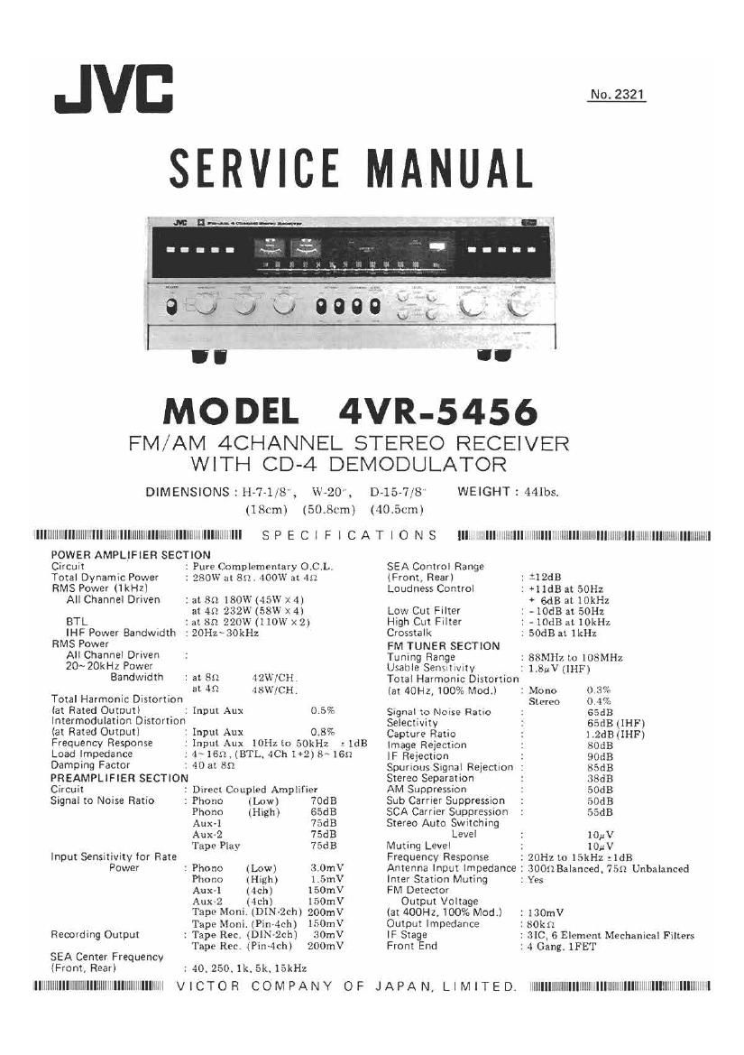 Jvc 4VR 5456 Service Manual