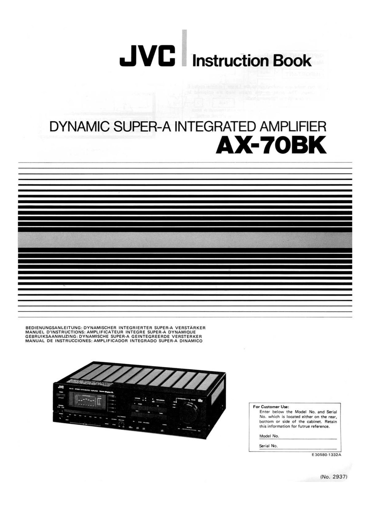 Jvc A X70BK Owners Manual