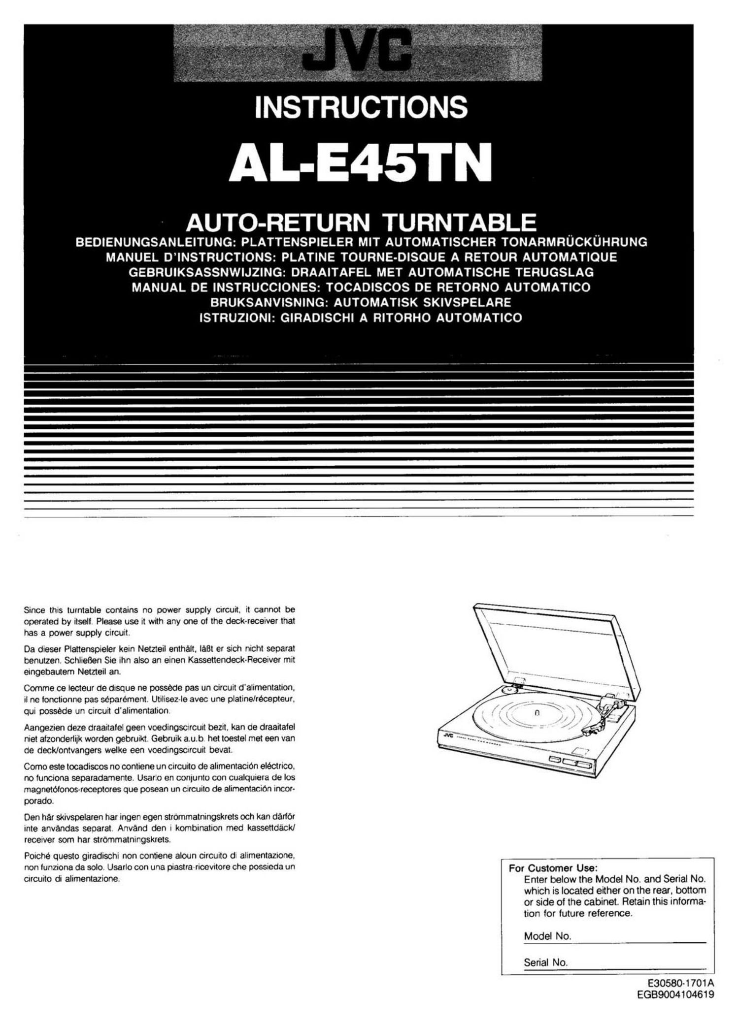 Jvc AL E45TN Owners Manual