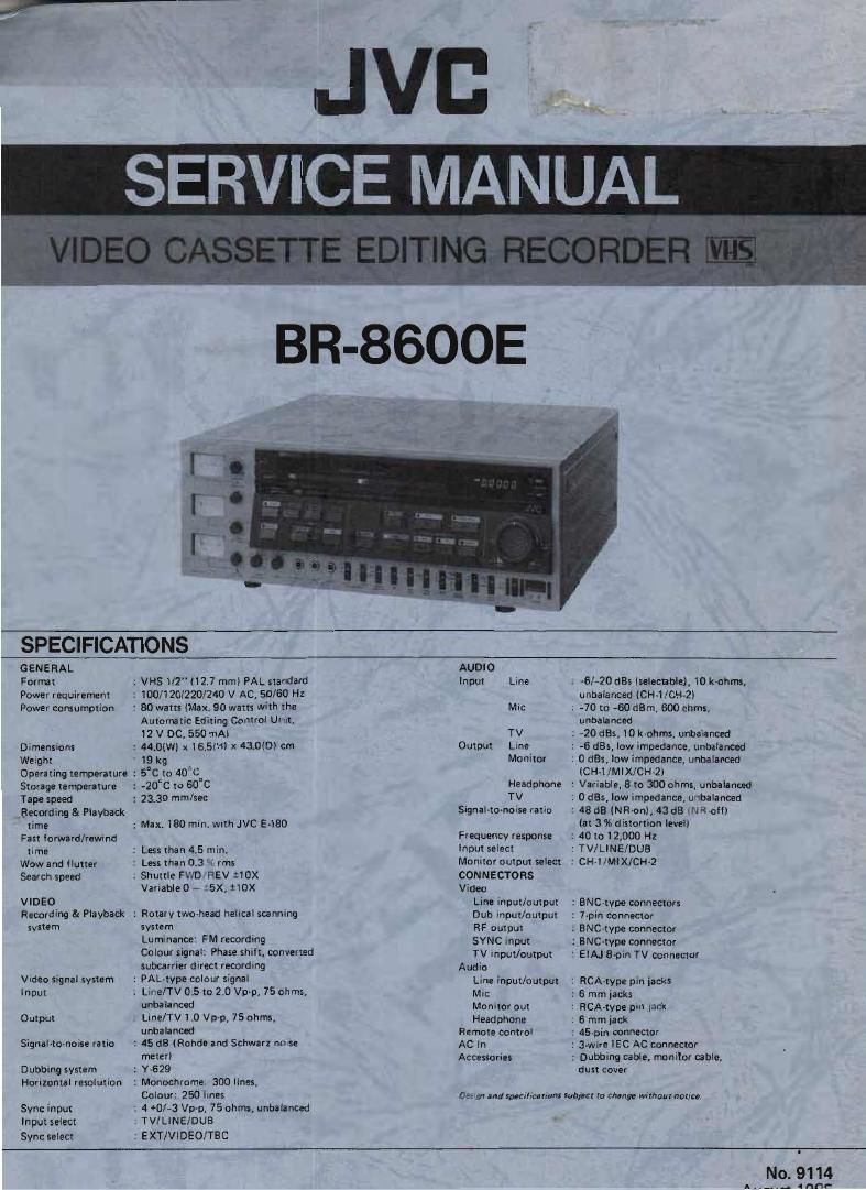 Jvc BR 8600 E Service Manual Part 1