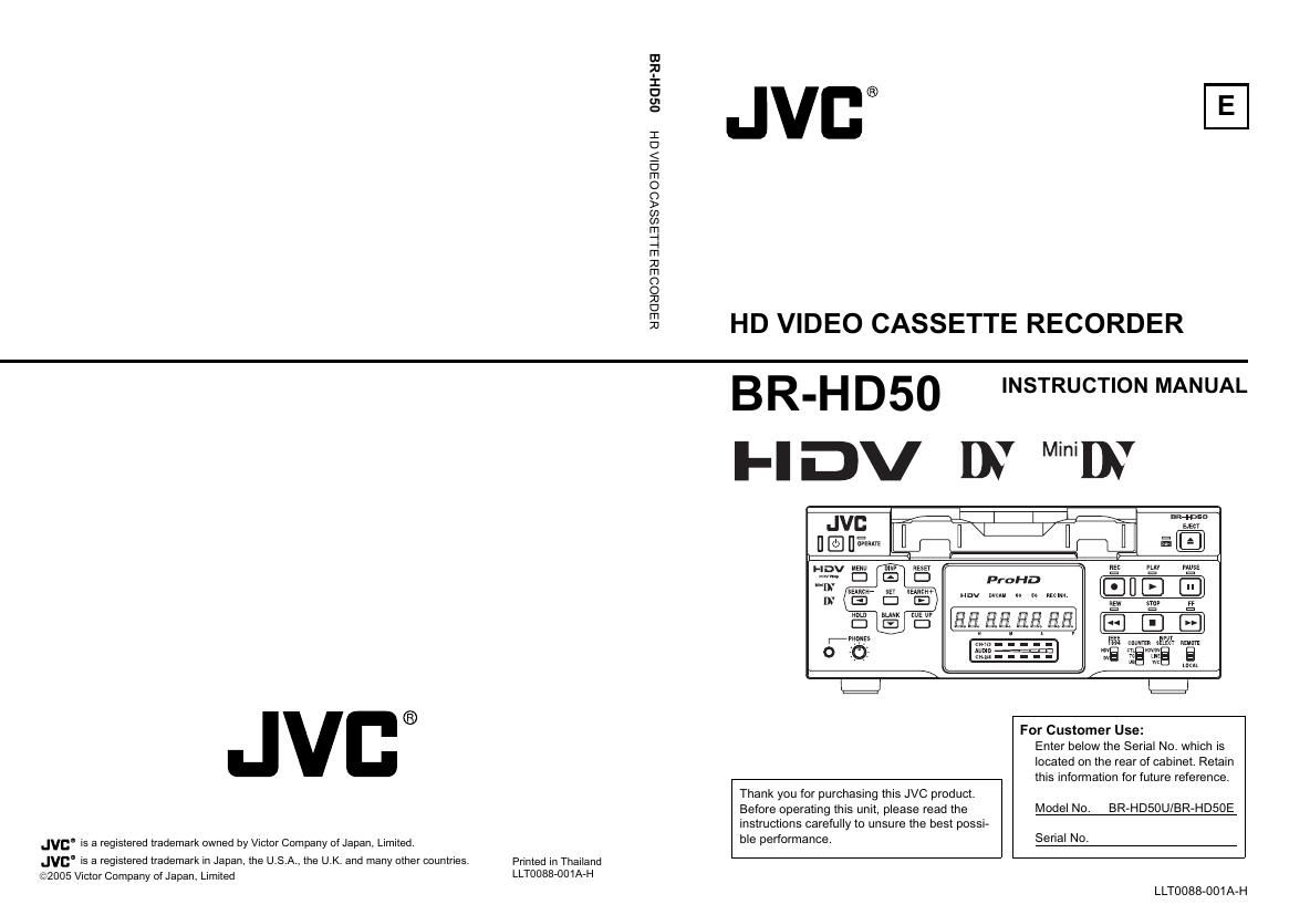 Jvc BR HD 50 Owners Manual