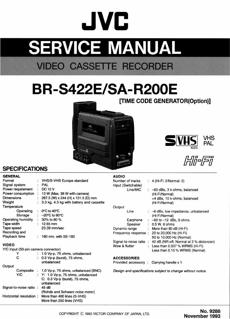Jvc BR S422 E Service Manual Part 1