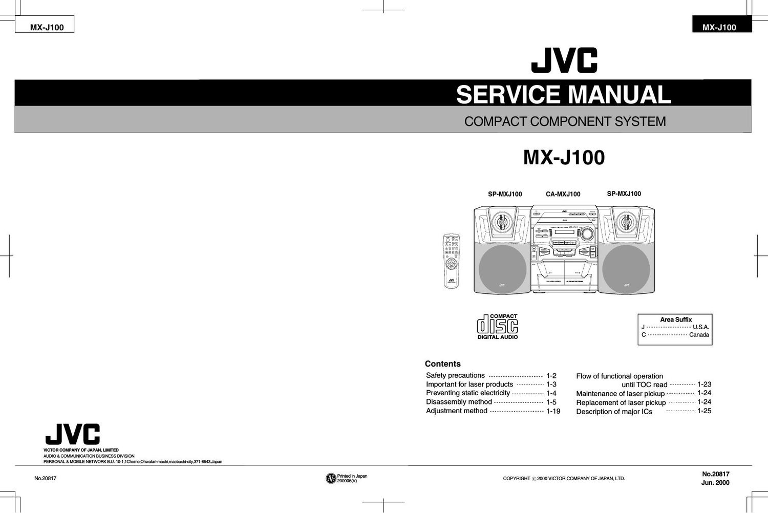 Jvc CAMXJ 100 Service Manual