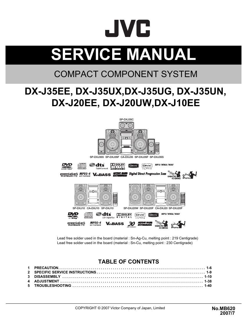 Jvc DXJ 20 Service Manual