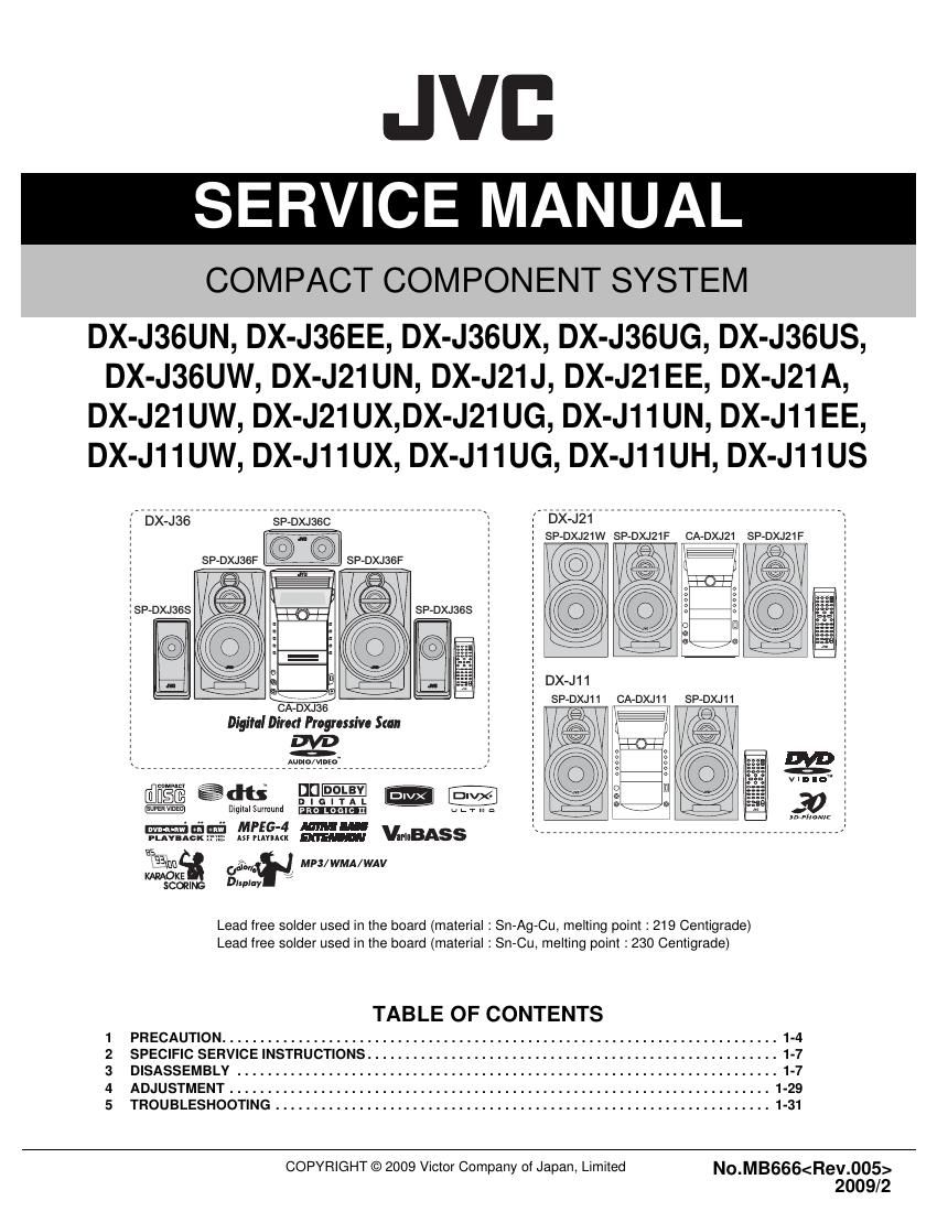 Jvc DXJ 36 Service Manual