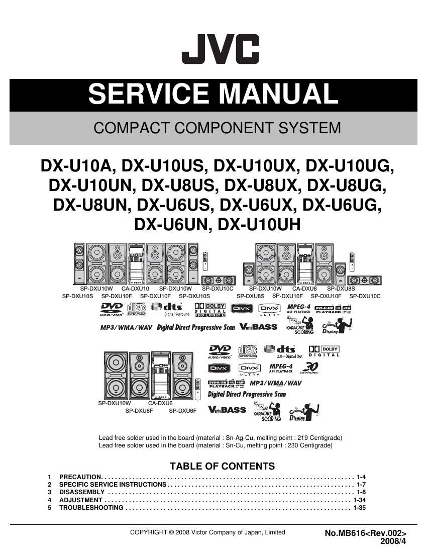 Jvc DXU 6 Service Manual