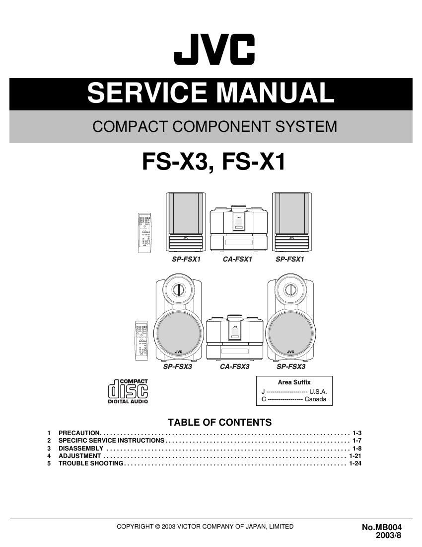 Jvc FSX 1 Service Manual