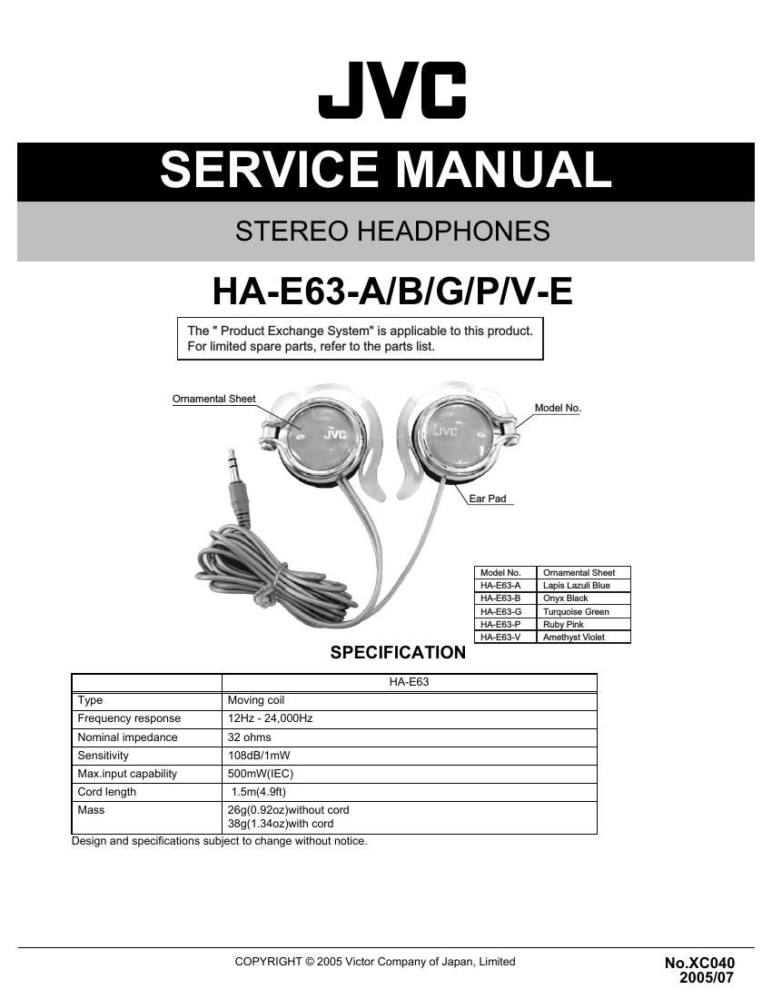 Jvc HAE 63 Service Manual