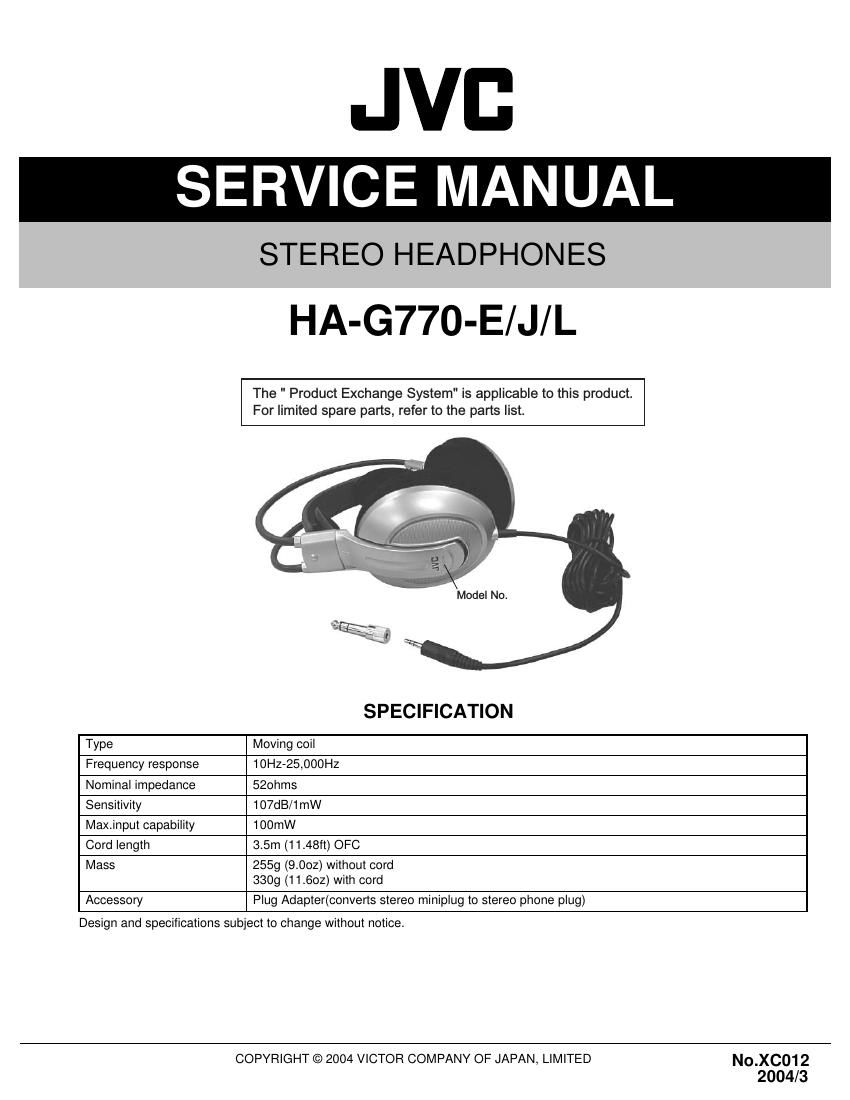 Jvc HAG 770 Service Manual