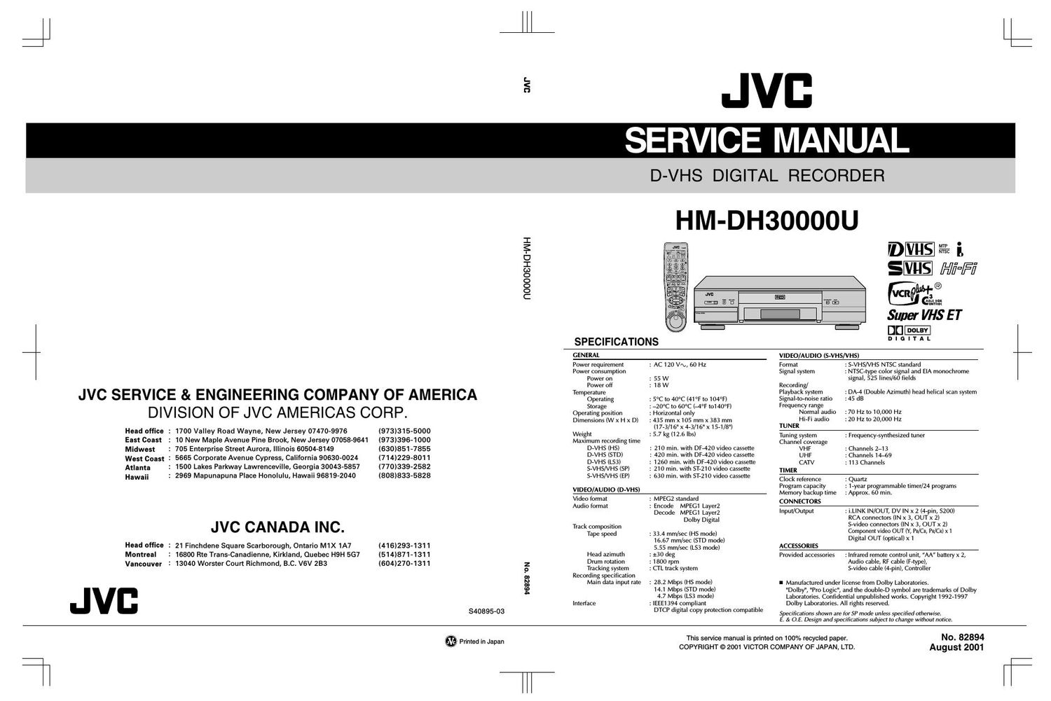 Jvc HMDH 3000 Service Manual