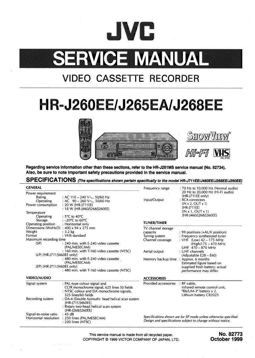 Jvc HRJ 260 EE Service Manual