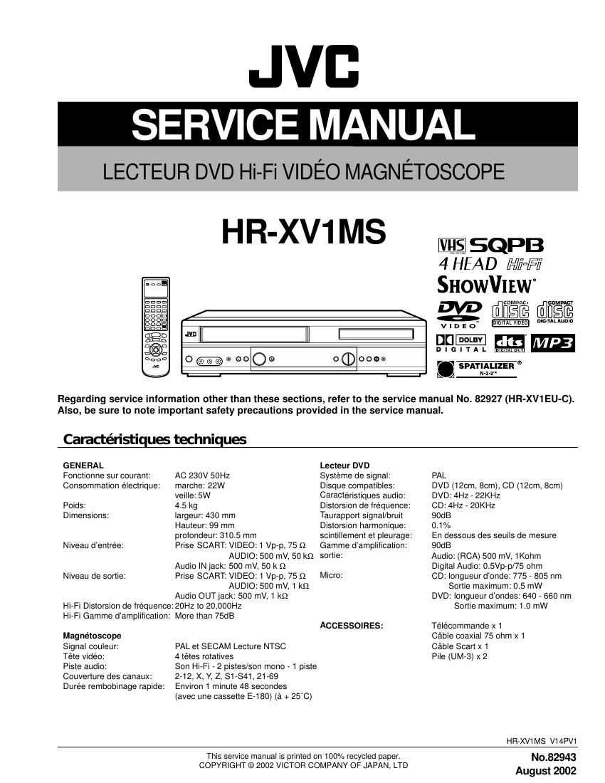 Jvc HRXV 1 MS Service Manual
