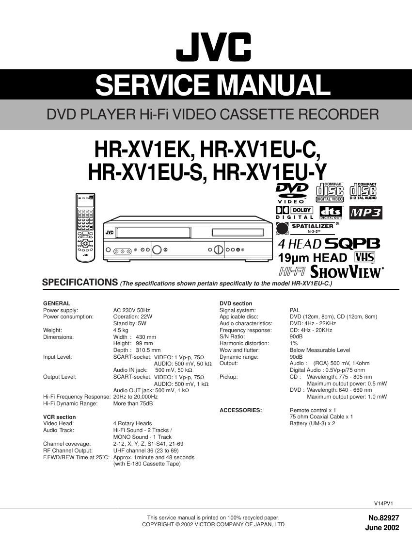 Jvc HRXV 1 Service Manual