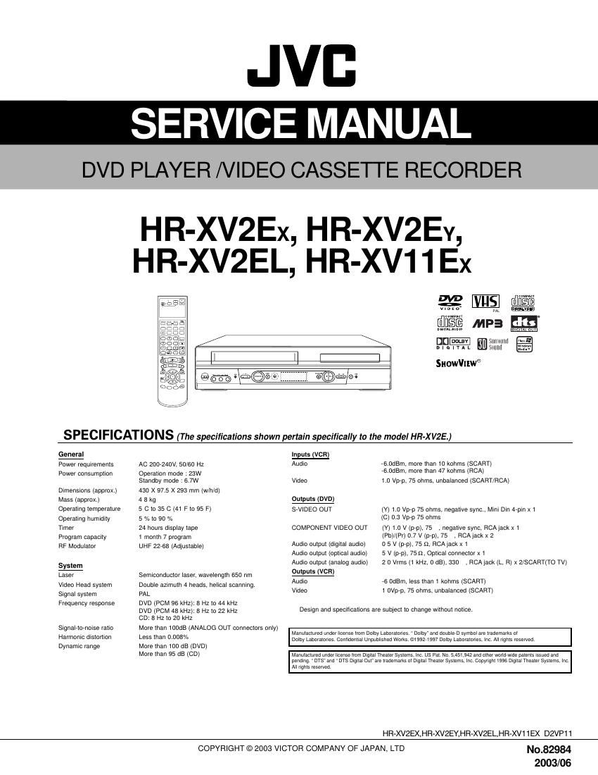 Jvc HRXV 11 E Service Manual