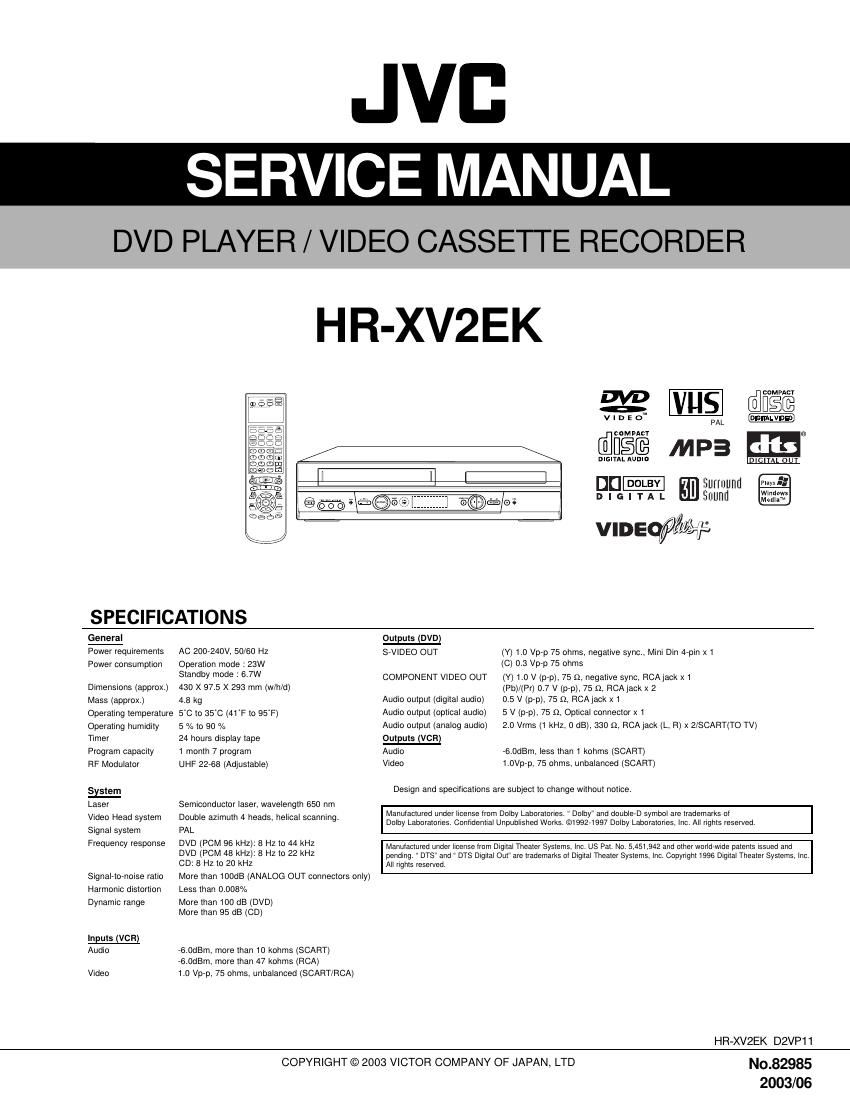 Jvc HRXV 2 EK Service Manual