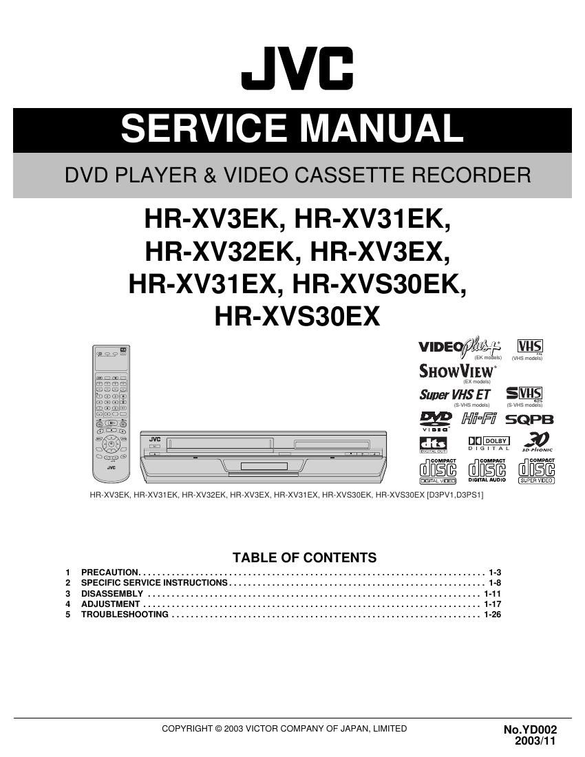 Jvc HRXV 31 EX Service Manual