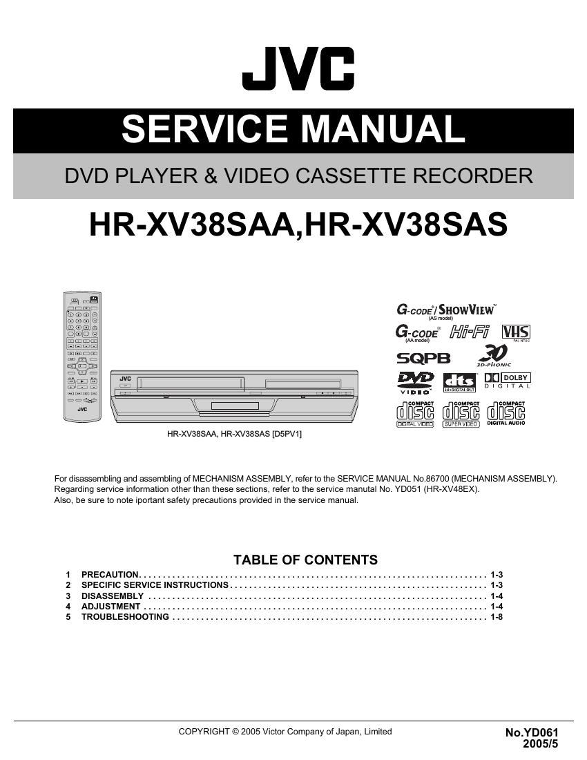 Jvc HRXV 38 SAA Service Manual