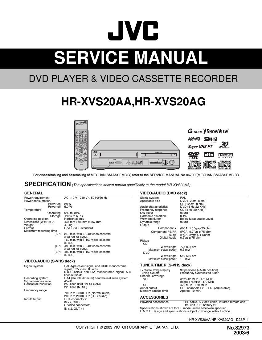 Jvc HRXVS 20 AA Service Manual