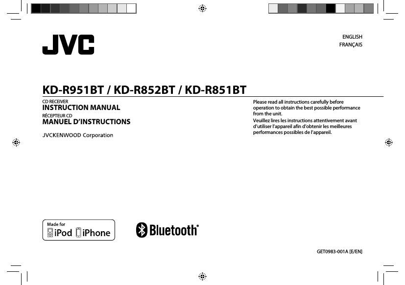 Jvc KD R852BT Owners Manual