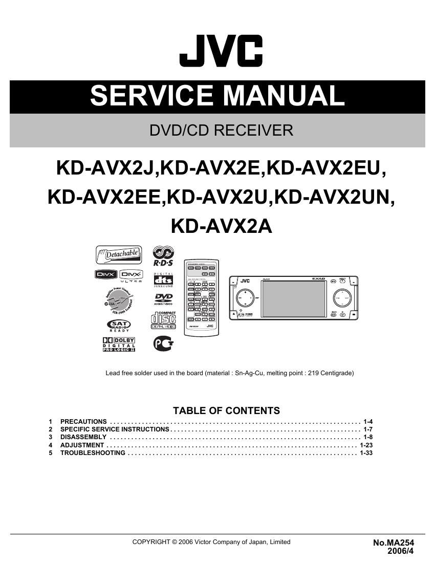 Jvc KDAVX 2 E Service Manual