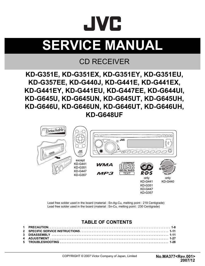 Jvc KDG 351 E Service Manual