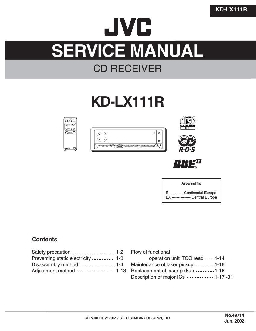 Jvc KDLX 111 R Service Manual