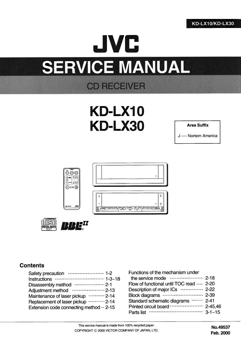 Jvc KDLX 30 Service Manual