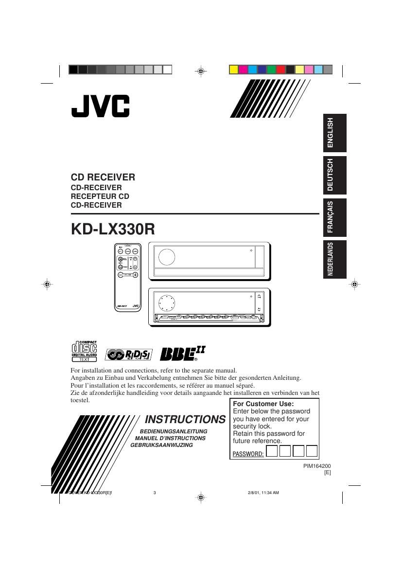 Jvc KDLX 330 R Owners Manual