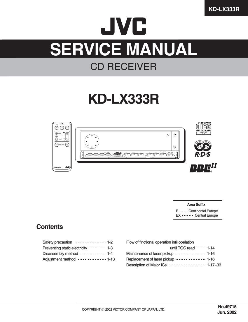 Jvc KDLX 333 R Service Manual