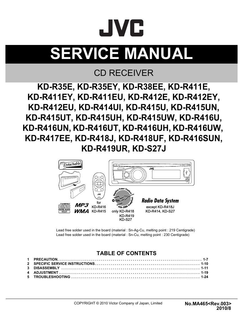 Jvc KDR 35 E Service Manual
