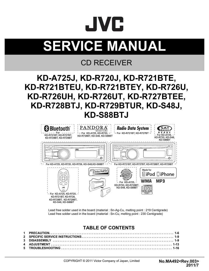 Jvc KDR 721 BTE Service Manual
