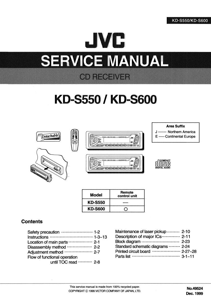 Jvc KDS 600 Service Manual