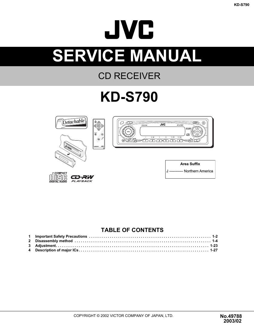 Jvc KDS 790 Service Manual