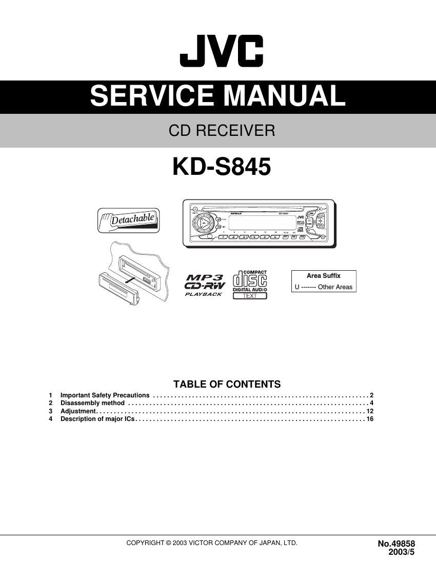 Jvc KDS 845 Service Manual