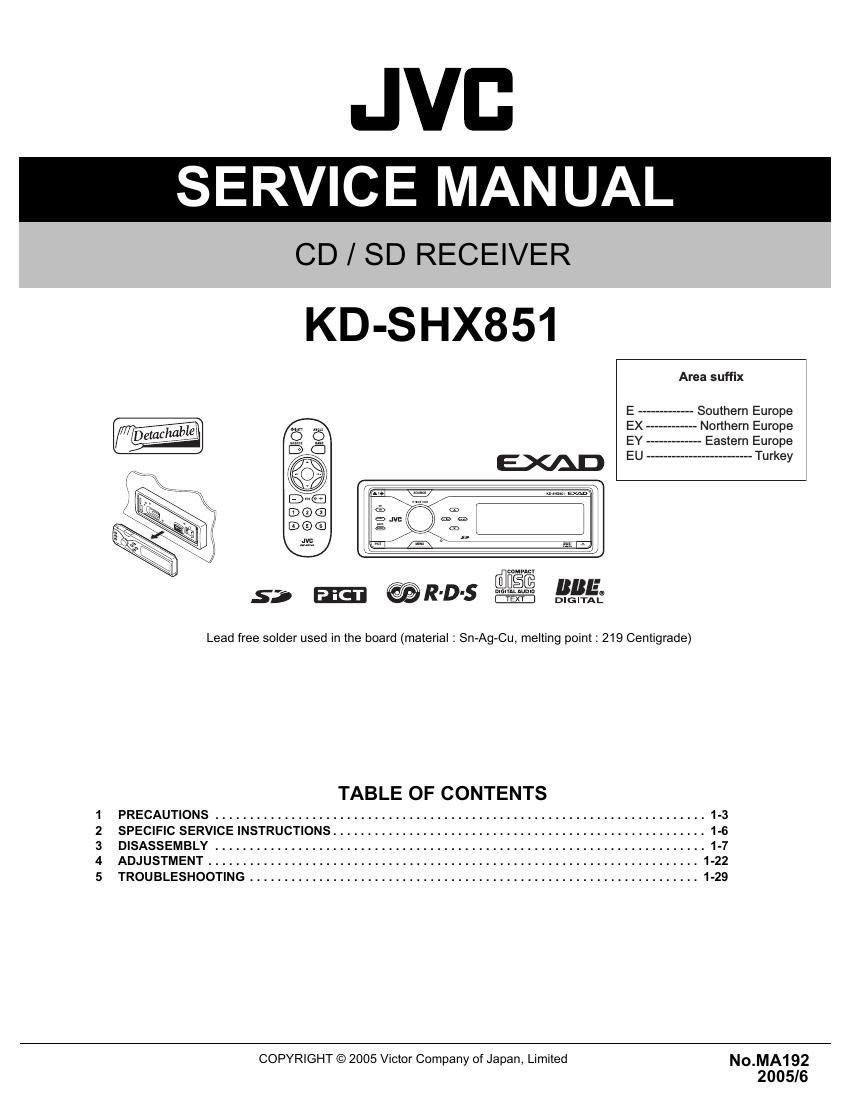 Jvc KDSHX 851 Service Manual