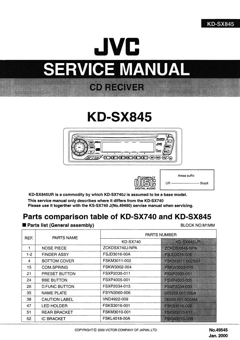 Jvc KDSX 845 Service Manual