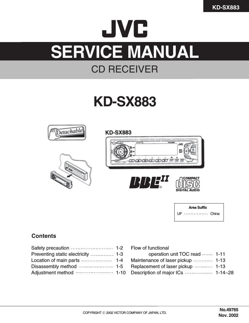 Jvc KDSX 883 Service Manual