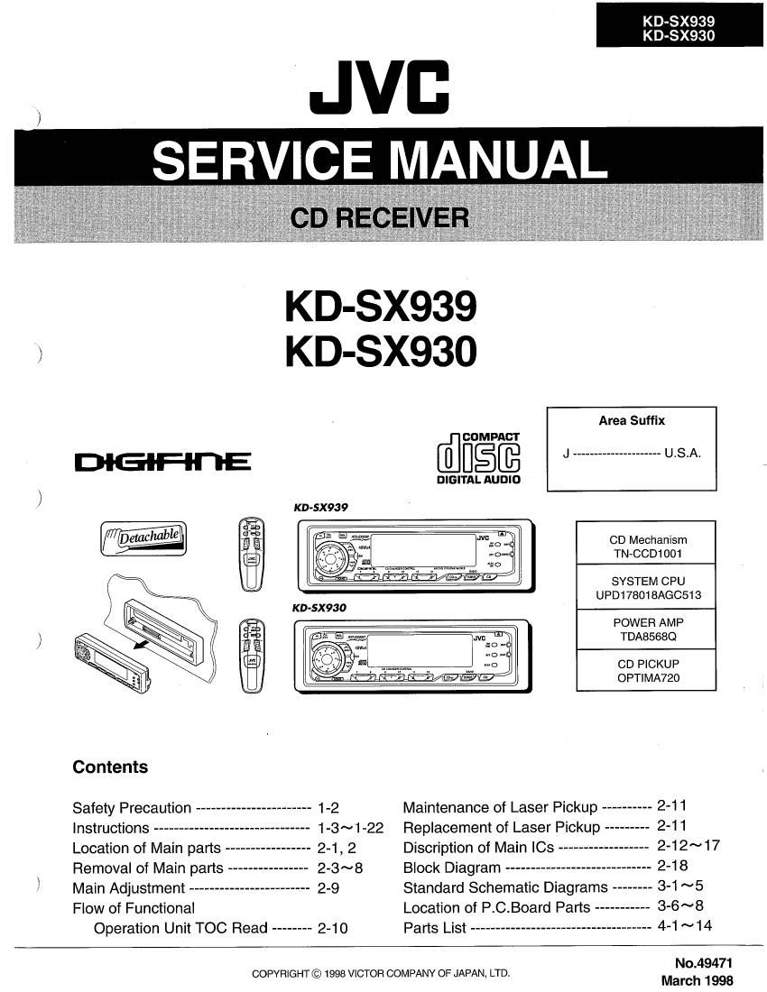 Jvc KDSX 939 Service Manual
