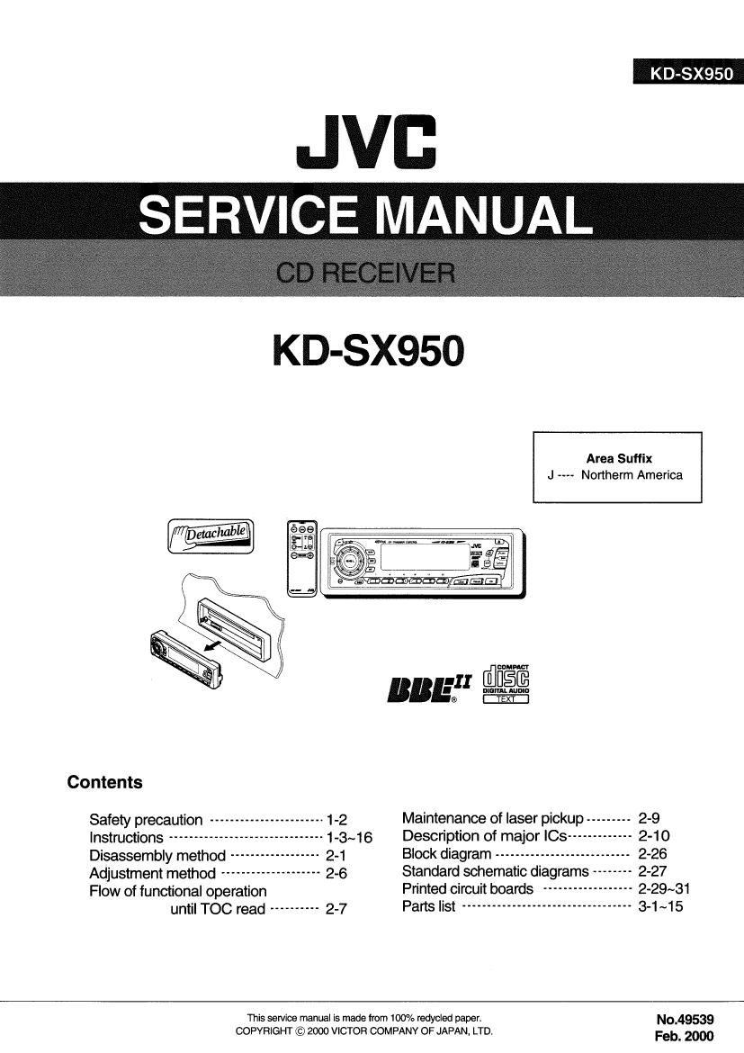 Jvc KDSX 950 Service Manual